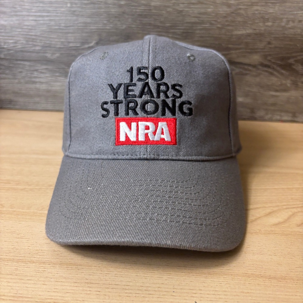 NRA Hat Cap Strap‎ Gray 150 Years Strong Adjustable